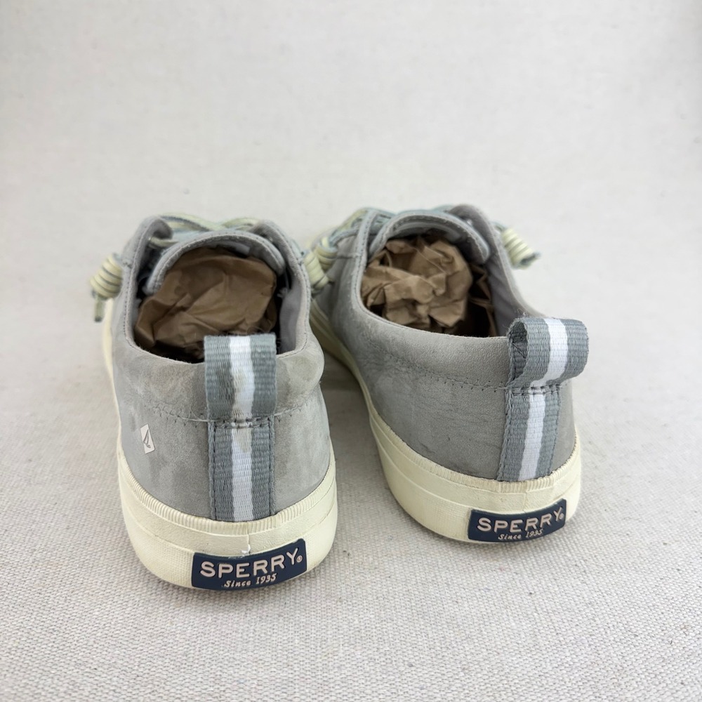 Sperry Crest Vibe Grey Nubuck Leather Sneakers Womens 8.5 STS82398 Boat Shoes - Picture 6 of 13